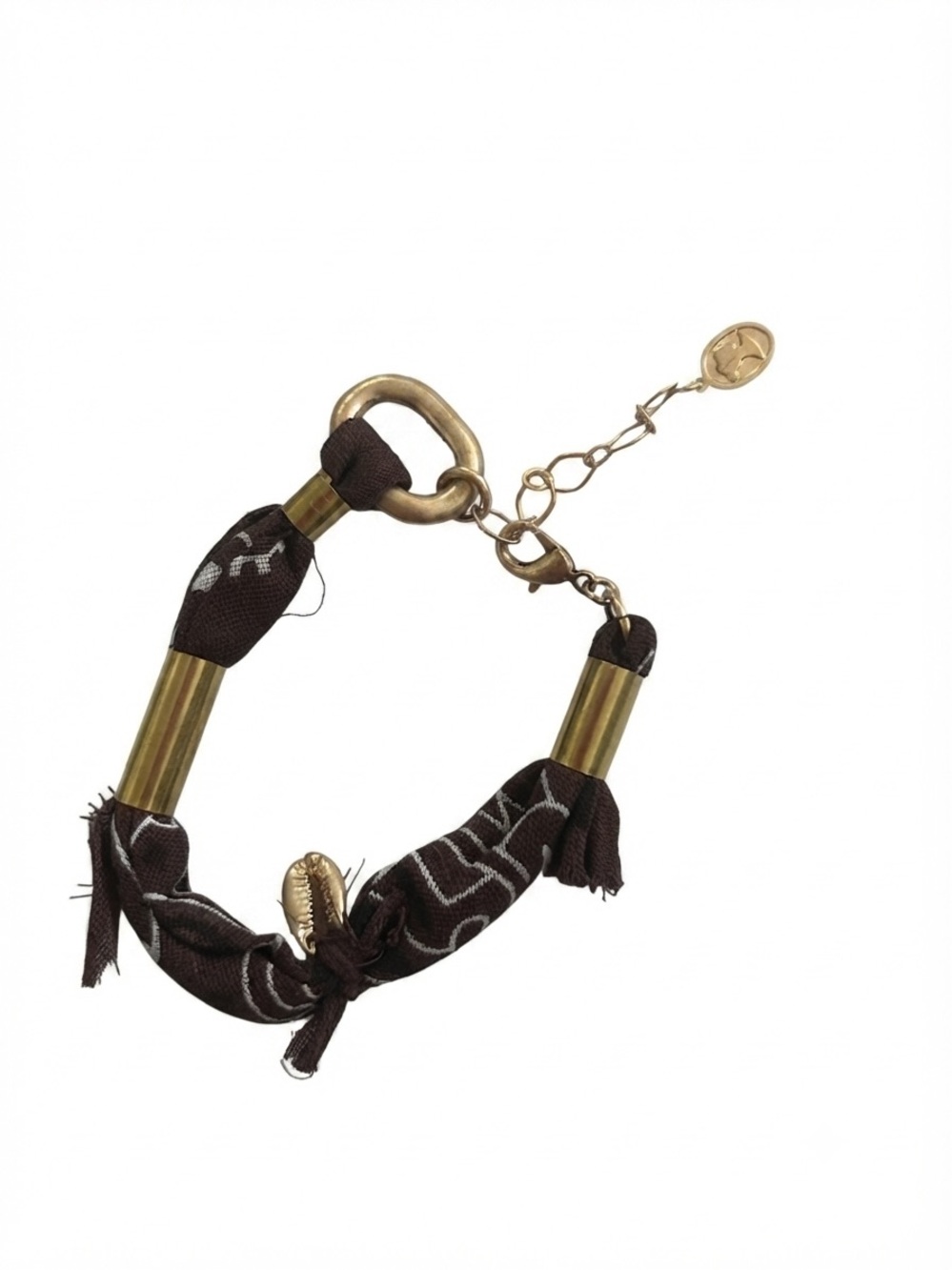Ariana Ost Brown Bandana Gold Shell Charm Bracelet Anklet Bohemian Chic